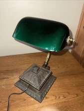 Emeralite 8734 Type D Bankers Lamp Antique Rare Base Glass Cracked