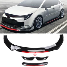 Front Bumper Lip Spoiler Splitter Body Kit Glossy Black Red For Toyota Corolla
