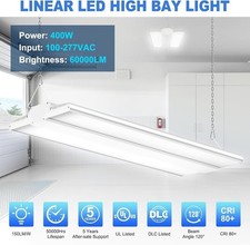 400W LED Linear High Bay Shop Light 2.2FT 60,000lm 5000K Warehouse Hanging Light