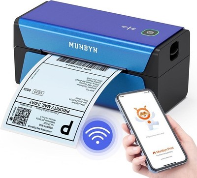 MUNBYN P44S WiFi Etikettendrucker 4x6 Versandetiketten Blau WLAN DHL UPS DPD #13