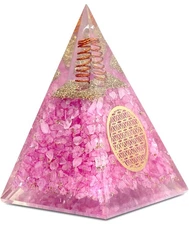 Rose Quartz Pink Orgonite Pyramid of Success for Peace Calm Love Healing