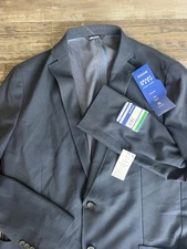 NWT Haggar Mens Smart Wash Tech Blazer Navy Size L 44/46 Long Stretch Jacket