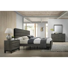 Roundhill Furniture Ioana 187 Antique Grey Finish Wood Bed Grey King