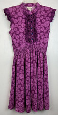 Matilda Jane Dress Womens Medium Ruffle Purple Floral Cap Sleeve Cottagecore