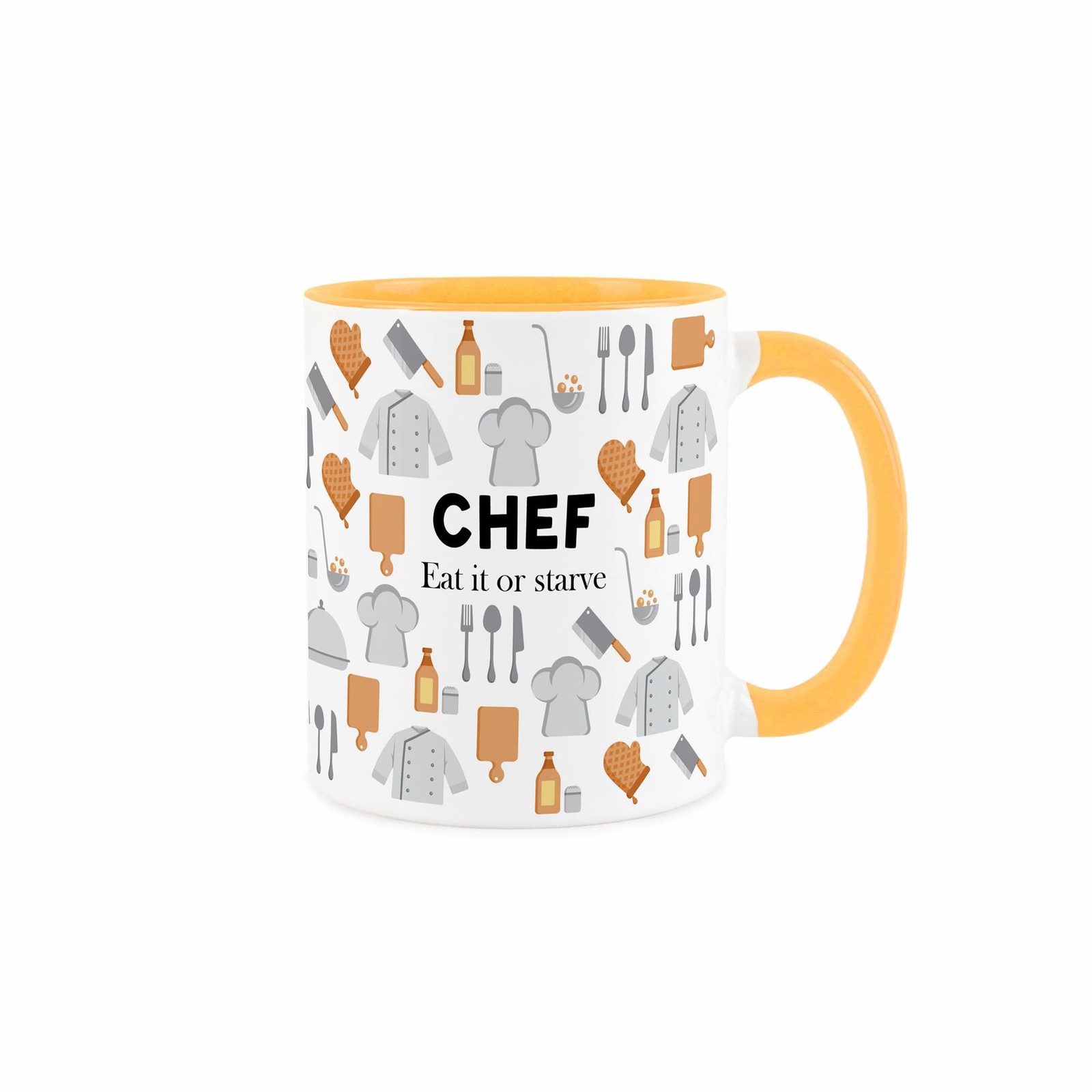 Chef Mug - Novelty Themed Gift For Chefs/Cooks - Yellow Ceramic Cup