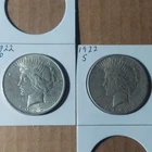 1922 Peace Silver Dollar $1 Lot - 1922-P & 1922-S#10 5 Business Strike, Uncert