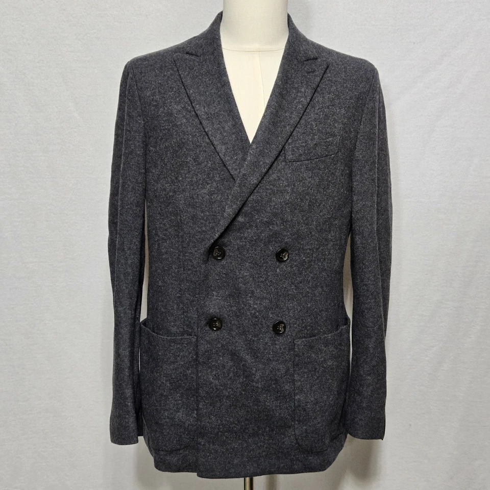 Blazer Banana Republic Para Hombres 40L Gris Calce Ajustado Doble Pecho Chaqueta de Lana Italia Foto 2 de 4