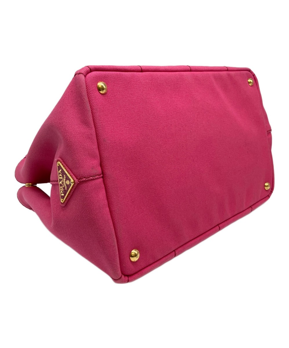 PRADA Canapa 2Way Canvas Tote Bag Pink Shoulder Handbag Strap