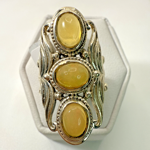 ATEMBERAUBENDER .925 Vintage Sterling Silber Nachlass Ring Größe 6 mit gelbem Stein