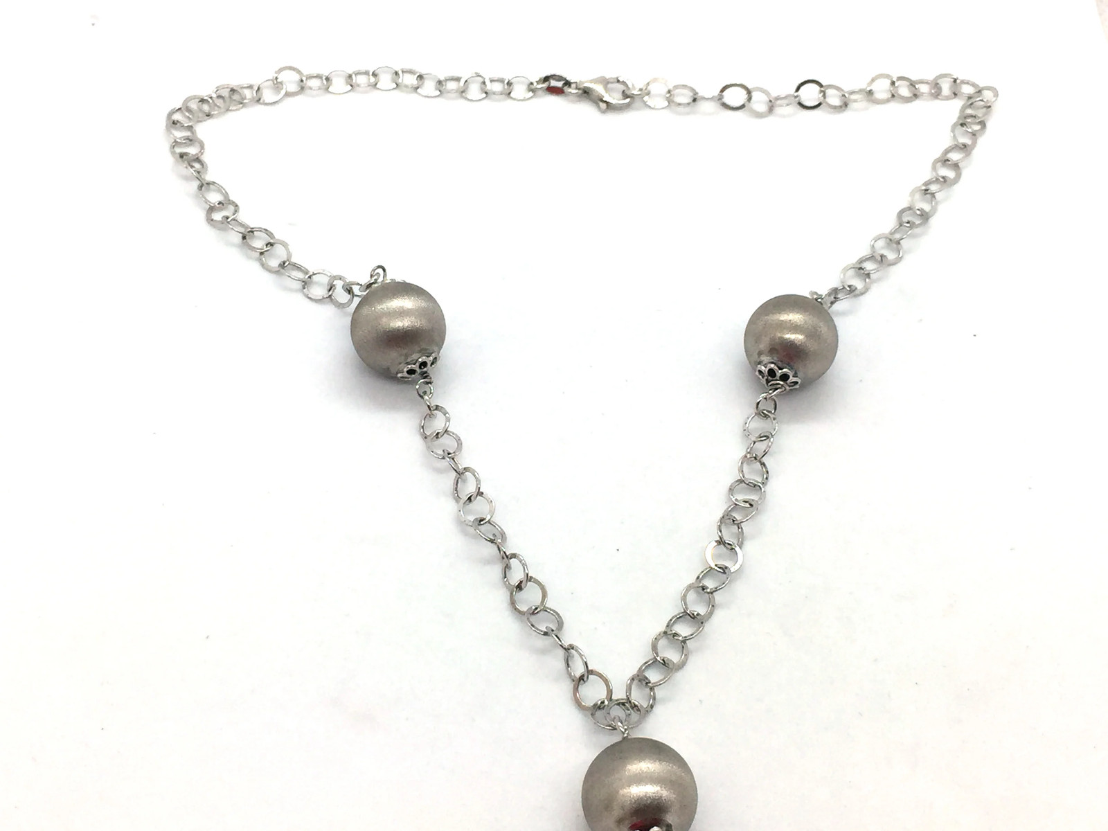 Solid 925 Sterling Silver Fancy Bead Pendant & Ch… - image 3