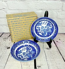 Vintage Churchill England Blue Willow 6" Fruit Cereal Bowl Qty 2 Brand New NIB