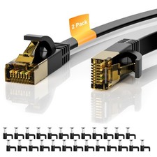 Cat 7 Ethernet Cable 2-Pack 6 FT Cat7 Flat High Speed 10Gbps 600MHz Shielded
