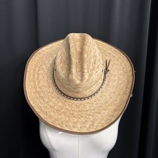 Resistol Straw Cowboy Beach Hat Size 7 1/8 Oval Mexican Palm Flexible Not Firm