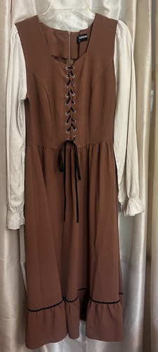 Scarlett Darkness Dress Womens S Brown Midi Corset Renaissance Gothic Witchy. Dd