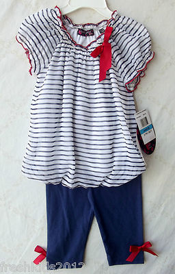 Tempted Girls Blue/White 2PC Girl Playwear Legging Outfit 24 Months NWT G82479