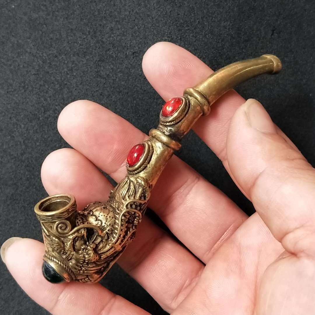 Brass old-fashioned cigarette holder dragon filter pipe cigarette pipe  holder
