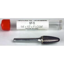 Carbide Burr (SF-5) Round Nose Tree - Single Cut - 1/4 x 1/2 x 1 x 2 3/4