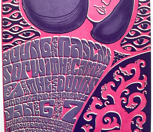 1967 Bill Graham Fillmore Postcard BG-44 Wes Wilson: THE DOORS THE YOUNG RASCALS - Picture 3 of 6