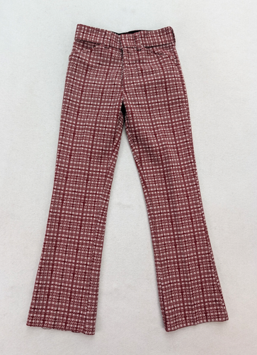 Vintage 70er Jungen Hose Polyster rot weiß kariert Disco