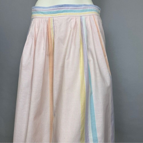 Vintage Nordstrom Midi Skirt Pastel Stripes Lovecore Dollette 80s Pockets Twee - Picture 4 of 15