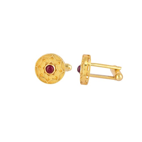 Ruby 14K Gold Plated Cufflinks - Picture 3 of 5