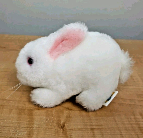 Vintage Dakin Hase Mini Plüschhase weiß 5 Zoll Stofftier 1983 rosa Augen