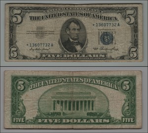 1953-UNITED-STATES-5-DOLLAR-SILVER-CERTIFICATE-STAR-NOTE-LT-K859