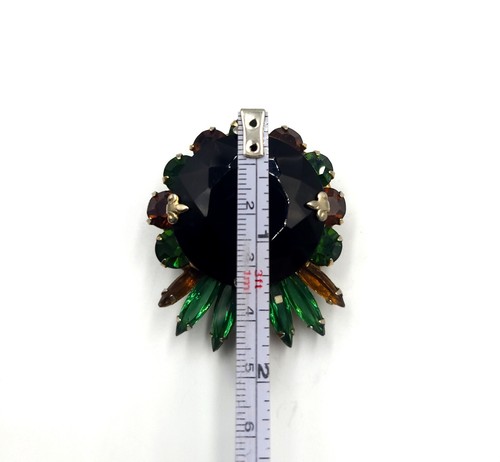 Juliana Delizza & Elster Black Glass Rhinestone Starburst Gold Tone Brooch D&E - 第 4/6 張圖片