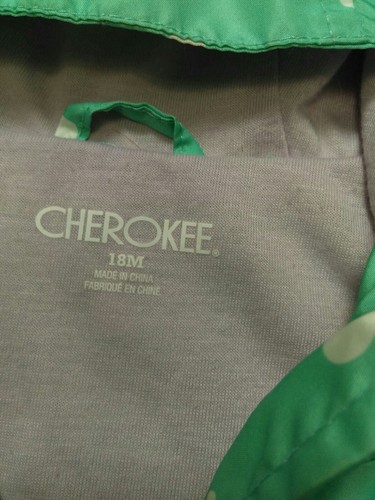 Cherokee Polka Dot Green Full Zip Lightweight Hooded Jacket Baby Girls 18 M - Picture 8 of 8