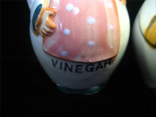 Vtg Couple Oil Vinegar Cruet Satirical Man Woman Ceramic Japan Married Folks - Picture 7 of 12
