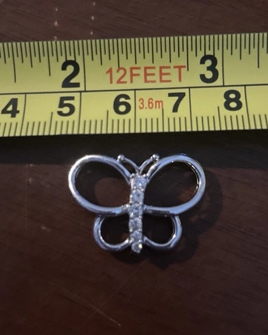 Collar WO Colgante Mariposa Diamante Brillante Redondo Oro Blanco 14K 0.3 quilates Foto 3 de 3