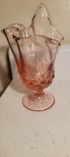 FENTON ART GLASS RUFFLE DUSTY ROSE ? 7" FOOTED VASE  