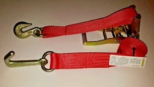 4 RED J Hook Ratchet Straps Car Hauler Tow Flatbed Trailer Tie Down 