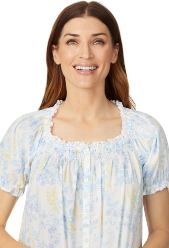 Nwt $72 EILEEN WEST Sunshine Floral 100% COTTON WOVEN LAWN Button Nightgown L - Picture 3 of 5