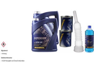 10L MANNOL Defender 10W-40 API SL/CF Motoröl inkl. Additiv Auslaufschlauch