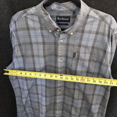 Barbour Flannel Shirt Mens XL Blue Button Down Plaid Tailored Fit Long Sleeve - Picture 8 of 10