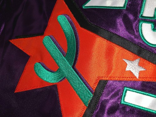 Mitchell Ness Phoenix 1995 All Star Game 🌵 Black Purple Authentic SATIN JACKET - Picture 21 of 24