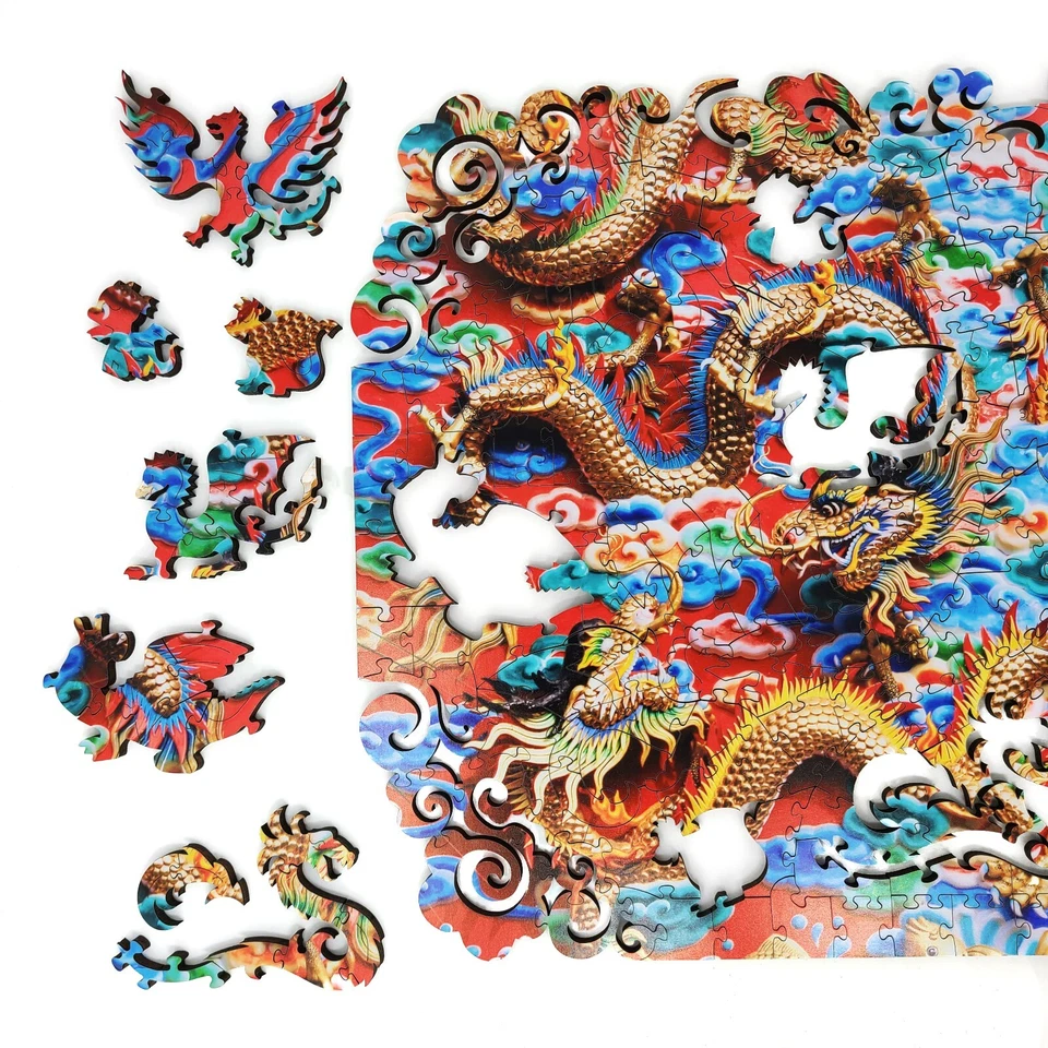 Wooden Jigsaw Puzzle for Adults by FoxSmartBox- 290 Pcs-Mystery of Golden Dragon - Image 2 of 4