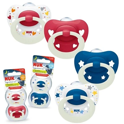 NUK Signature Night Baby Silikon Schnuller Nuckel 2er Schnullerbox Transportbox