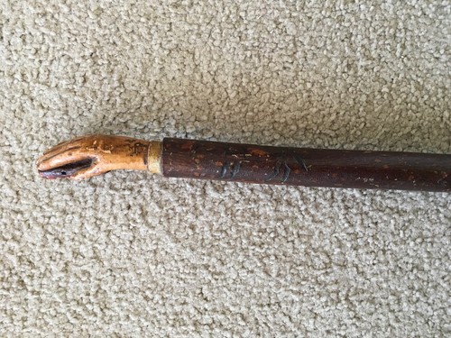 ANTIQUE FOLK ART CARVED OCCUPATIONAL WALKING STICK CANE HORSE FARRIER EQUESTRIAN - Picture 2 of 7