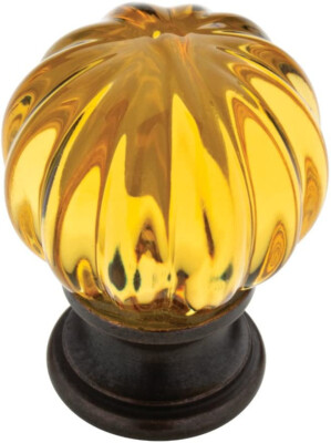 (5 Pack) 1-1/4 inch Design Facets Ridge Ball Knob Statuary Bronze and Amber