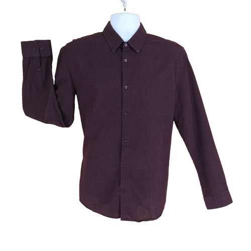 H&M Dress Shirt Mens Size L Dark Purple Geometric Premium Cotton Point Collar