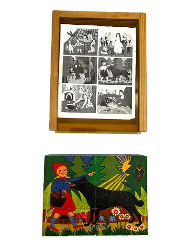 Vtg Klotzli Wood Puzzle Cubes 6-in-1 Puzzle Cinderella Hansel Gretel Snow White - 第 1/7 張圖片