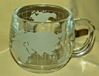Nestle Nescafe lot of 36 glass world globe map coffee mugs cups Nestle Nescafe lot of 36 glass world globe map coffee mugs cups