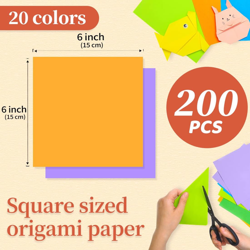 Origami Paper, 200 Sheets, 20 Colors, 6 Inch Square, Double Sided Colored Paper. - Bild 2 von 6