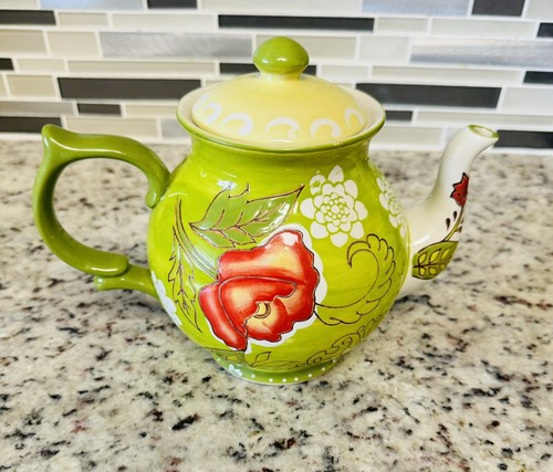 Beautiful Ashland Signature Accents Teapot Floral and Lime Green Vintage - Picture 2 of 6
