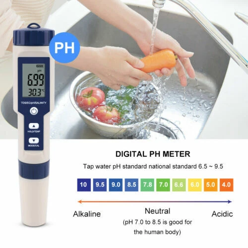 New 5In1 Digital Water Quality Tester Pen EC PH TDS Salinity Temp Meter Detector - Image 2 of 4