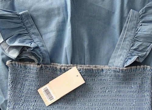 Girl's Lipsy Blue Shirred Bodice Chambray Playsuit 11 - 16yrs RRP £30 - Picture 6 of 9