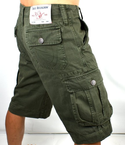 True Religion Men's Militant Green Cargo Shorts - 104821 - Picture 4 of 6