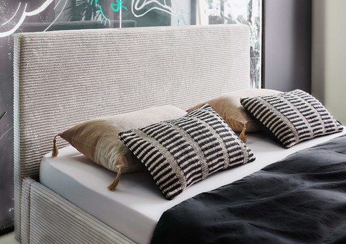 Polsterbett 140 x 200 Bettgestell Bett Doppelbett Kopfteil Beige Made in Germany - Bild 13 von 29